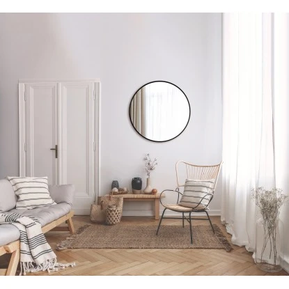 DSK Design Wandspiegel Silver Coiffeur Ø 80 Cm Schwarz Matt Rund – Bild 5