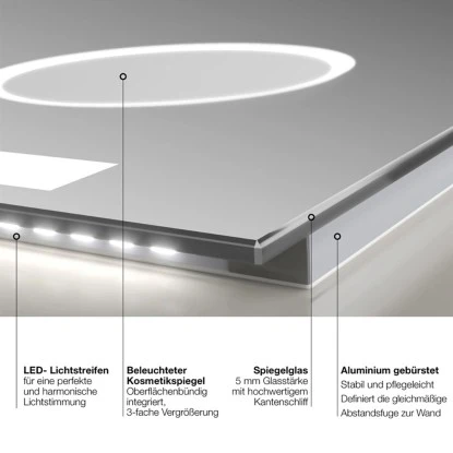 DSK Design LED-Lichtspiegel Silver Rey 100 Cm X 60 Cm â Bild 8
