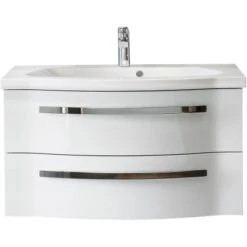 Pelipal Waschplatz Fokus 4005 2-teilig 92 Cm Lack Polarweiß Hochglanz