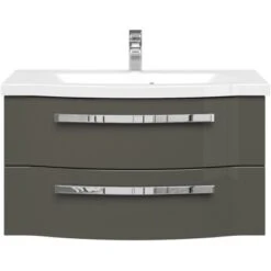 Pelipal Waschplatz Fokus 4005 2-teilig 92 Cm Lack Steingrau Hochglanz