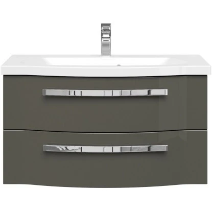 Pelipal Waschplatz Fokus 4005 2-teilig 92 Cm Lack Steingrau Hochglanz