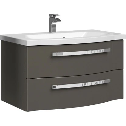 Pelipal Waschplatz Fokus 4005 2-teilig 92 Cm Lack Steingrau Hochglanz – Bild 2