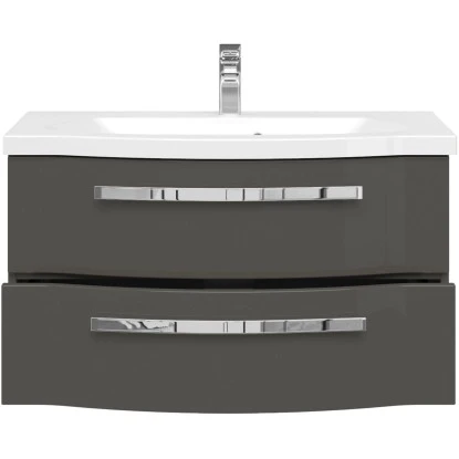 Pelipal Waschplatz Fokus 4005 2-teilig 92 Cm Lack Steingrau Hochglanz – Bild 3