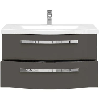 Pelipal Waschplatz Fokus 4005 2-teilig 92 Cm Lack Steingrau Hochglanz – Bild 4