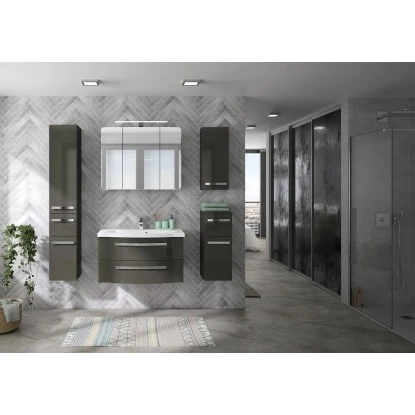 Pelipal Badmöbel-Set Fokus 4005 3-tlg. 92 Cm Lack Steingrau Hochglanz EEK:A-A++ – Bild 6