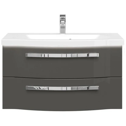 Pelipal Waschplatz Fokus 4005 2-teilig 92 Cm Lack Steingrau Hochglanz EEK: A-A++