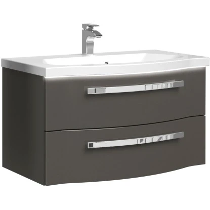 Pelipal Waschplatz Fokus 4005 2-teilig 92 Cm Lack Steingrau Hochglanz EEK: A-A++ – Bild 3