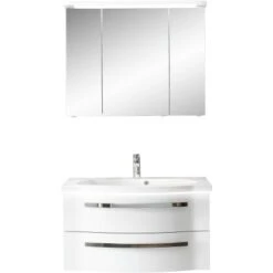 Pelipal Badmöbel-Set Fokus 4005 3-tlg. 92 Cm Lack Polarweiß Hochglanz EEK:A-A++