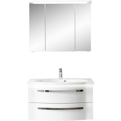 Pelipal Badmöbel-Set Fokus 4005 3-tlg. 92 Cm Lack Polarweiß Hochglanz EEK:A-A++