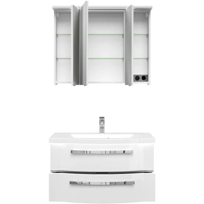Pelipal Badmöbel-Set Fokus 4005 3-tlg. 92 Cm Lack Polarweiß Hochglanz EEK:A-A++ – Bild 4