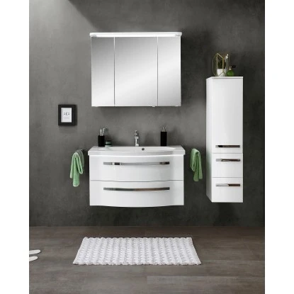 Pelipal Badmöbel-Set Fokus 4005 3-tlg. 92 Cm Lack Polarweiß Hochglanz EEK:A-A++ – Bild 6