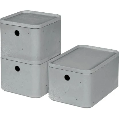 Curver 3er Set Beton Box Mit Deckel 2 X XS + 1 X S Helllgrau – Bild 18