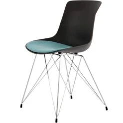 Kayoom Stuhl Emily 110 2er-Set Schwarz - Petrol 48 Cm X 80 Cm X 53 Cm