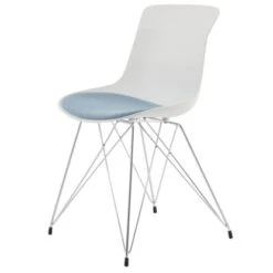 Kayoom Stuhl Emily 110 2er-Set Weiß - Hellblau 48 Cm X 80 Cm X 53 Cm