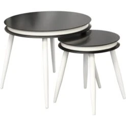 Kayoom Beistelltisch 2er-Set Suri Schwarz-Weiß 40 Cm X 50,5 Cm X 40 Cm