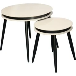 Kayoom Beistelltisch 2er-Set Suri Taupe-Schwarz 40 Cm X 50,5 Cm X 41 Cm