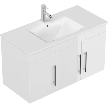 Posseik Waschplatz Teramo 100 Cm Weiß Hochglanz 2-teilig – Bild 3