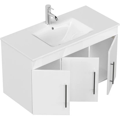 Posseik Waschplatz Teramo 100 Cm Weiß Hochglanz 2-teilig – Bild 4