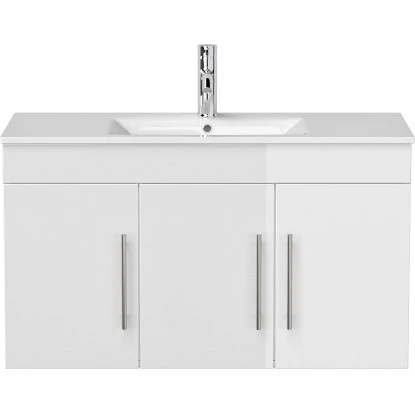 Posseik Waschplatz Teramo 100 Cm Weiß Hochglanz 2-teilig – Bild 5