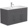 Posseik Waschplatz Teramo 100 Cm Anthrazit Seidenglanz 2-teilig