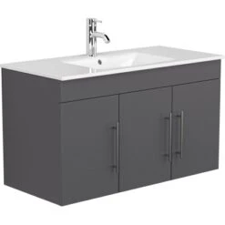 Posseik Waschplatz Teramo 100 Cm Anthrazit Seidenglanz 2-teilig
