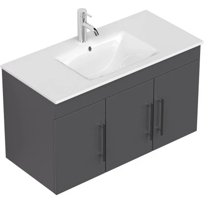 Posseik Waschplatz Teramo 100 Cm Anthrazit Seidenglanz 2-teilig – Bild 3