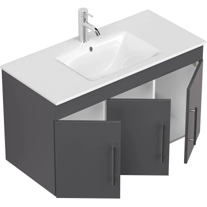 Posseik Waschplatz Teramo 100 Cm Anthrazit Seidenglanz 2-teilig – Bild 4