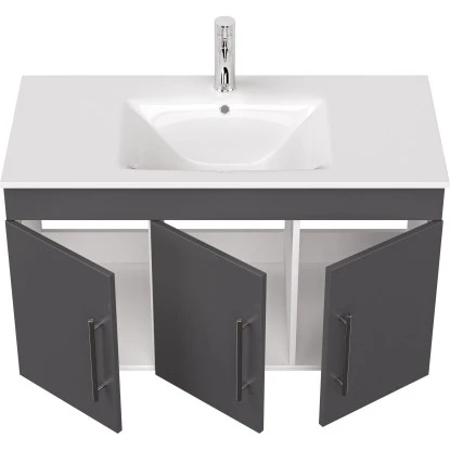 Posseik Waschplatz Teramo 100 Cm Anthrazit Seidenglanz 2-teilig – Bild 8