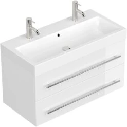 Posseik Doppel-Waschplatz Livono Weiß Hochglanz 2-teilig