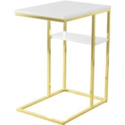 Kayoom Beistelltisch Lucilla Weiß-Gold 48 Cm X 35 Cm X 60 Cm