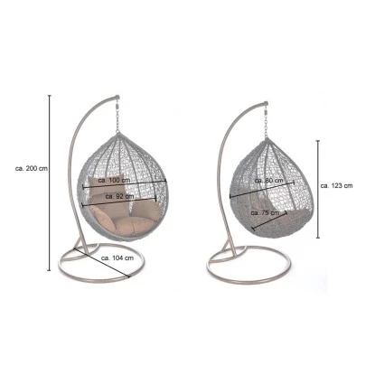 Home Deluxe Hängesessel Cielo Polyrattan Grau – Bild 9