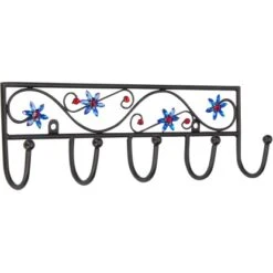 Siro Hakenleiste 2165 Metall Schwarz Matt Blüte Blau Rot Länge 260 Mm