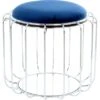 Kayoom Beistelltisch-Hocker Pouf Comfortable Dunkelblau-Silber Ø 50 Cm X 45 Cm