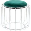 Kayoom Beistelltisch-Hocker Pouf Comfortable Dunkelgrün-Silber Ø 50 Cm X 45 Cm