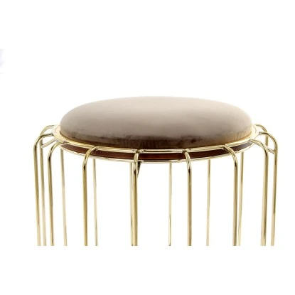 Kayoom Beistelltisch-Hocker Pouf Comfortable Graubraun-Gold Ø 50 Cm X 45 Cm – Bild 5