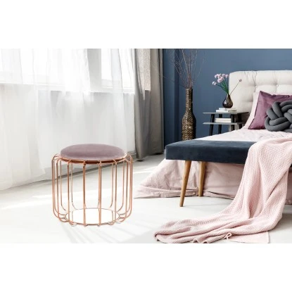 Kayoom Beistelltisch-Hocker Pouf Comfortable Hellviolett-Rosé Ø 50 Cm X 45 Cm – Bild 7