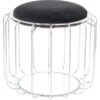 Kayoom Beistelltisch-Hocker Pouf Comfortable Schwarz-Silber Ø 50 Cm X 45 Cm