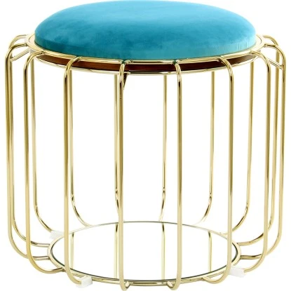 Kayoom Beistelltisch-Hocker Pouf Comfortable Türkis-Gold Ø 50 Cm X 45 Cm