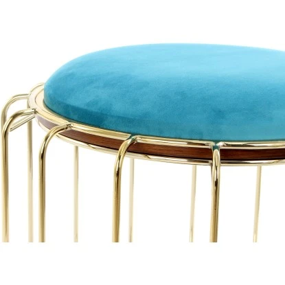 Kayoom Beistelltisch-Hocker Pouf Comfortable Türkis-Gold Ø 50 Cm X 45 Cm – Bild 3