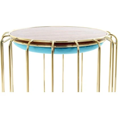 Kayoom Beistelltisch-Hocker Pouf Comfortable Türkis-Gold Ø 50 Cm X 45 Cm – Bild 4