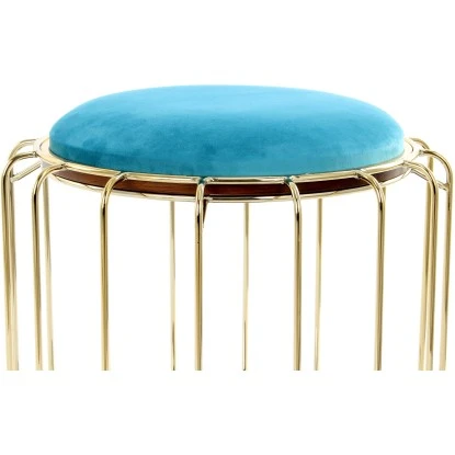 Kayoom Beistelltisch-Hocker Pouf Comfortable Türkis-Gold Ø 50 Cm X 45 Cm – Bild 5