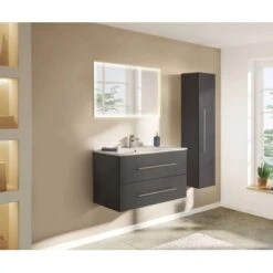 Posseik Badmöbel-Set Homeline 100 Cm Anthrazit Seidenglanz 3-teilig