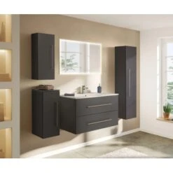 Posseik Badmöbel-Set Homeline 100 Cm Anthrazit Seidenglanz 5-teilig