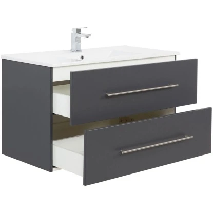 Posseik Badmöbel-Set Homeline 100 Cm Anthrazit Seidenglanz 5-teilig – Bild 5