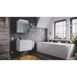 Posseik Badmöbel-Set Homeline 70 Cm Weiß Hochglanz 3-teilig
