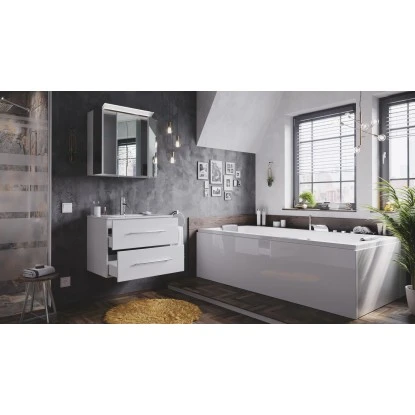 Posseik Badmöbel-Set Homeline 70 Cm Weiß Hochglanz 3-teilig – Bild 3