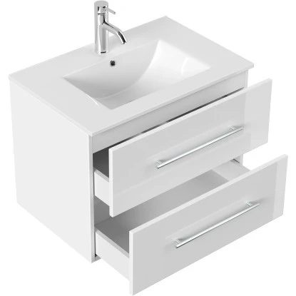 Posseik Badmöbel-Set Homeline 70 Cm Weiß Hochglanz 3-teilig – Bild 4