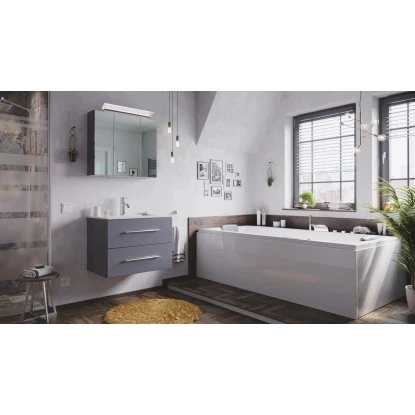 Posseik Badmöbel-Set Homeline 70 Cm Anthrazit Seidenglanz 3-teilig