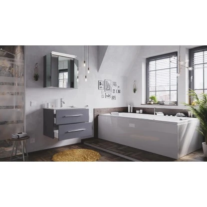 Posseik Badmöbel-Set Homeline 70 Cm Anthrazit Seidenglanz 3-teilig – Bild 3