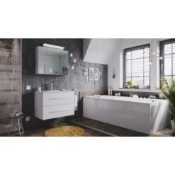 Posseik Badmöbel-Set Homeline 80 Cm Weiß Hochglanz 3-teilig